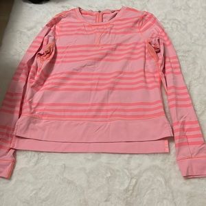 Long sleeve pink stripe Lululemon top